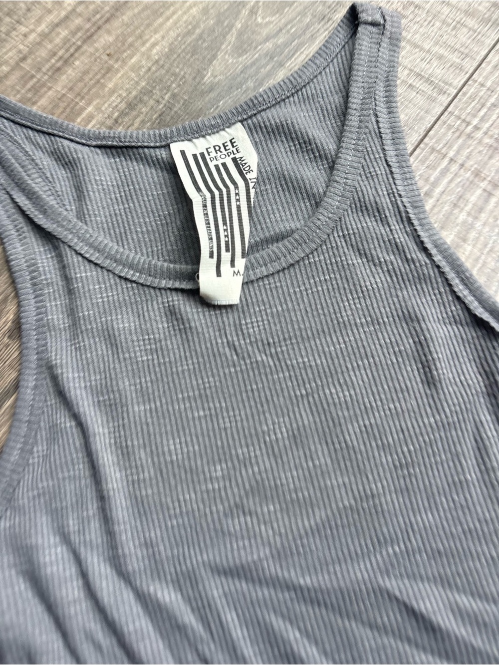 Free People Ribbed Racerback Tank Top - Steel Gray - Picture 3 of 7